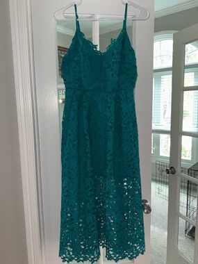 astr the label lace midi dress aqua ASTR The Label The lace Midi Dress Aqua Blue floral Size Large NWT SOLD Out !